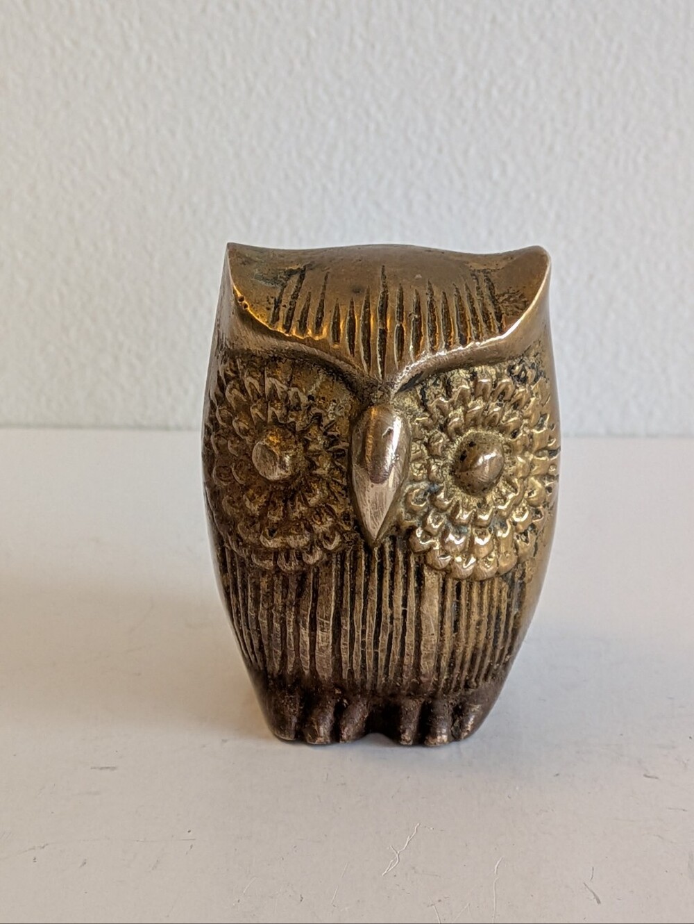 Brass Cute miniature Owl figurine Boho decor Collector Gift